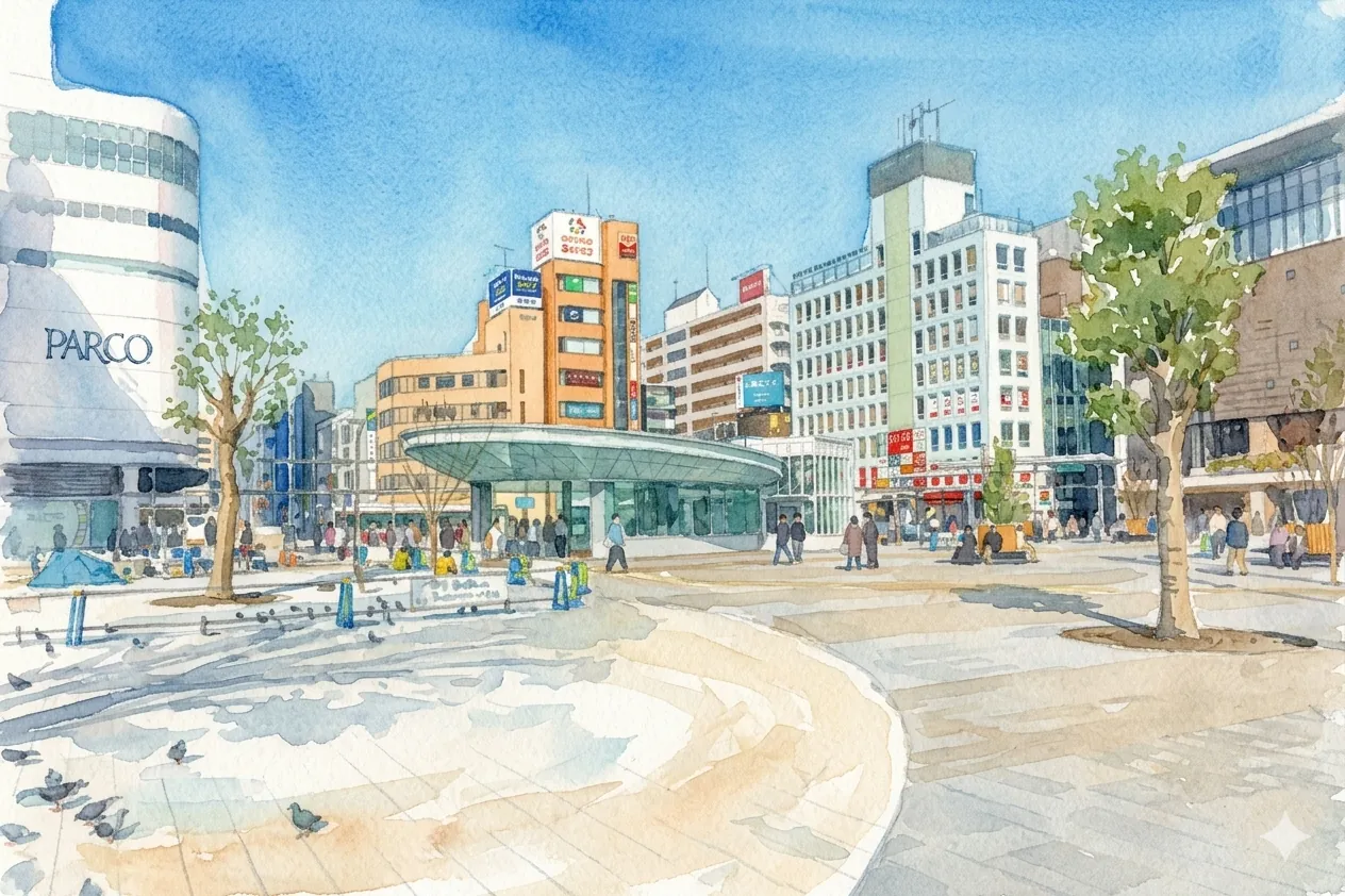 調布駅前広場のイラスト
